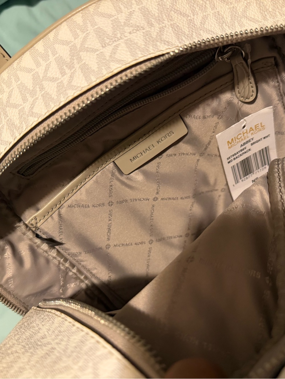 Michael Kors Cream Signature Logo Backpack